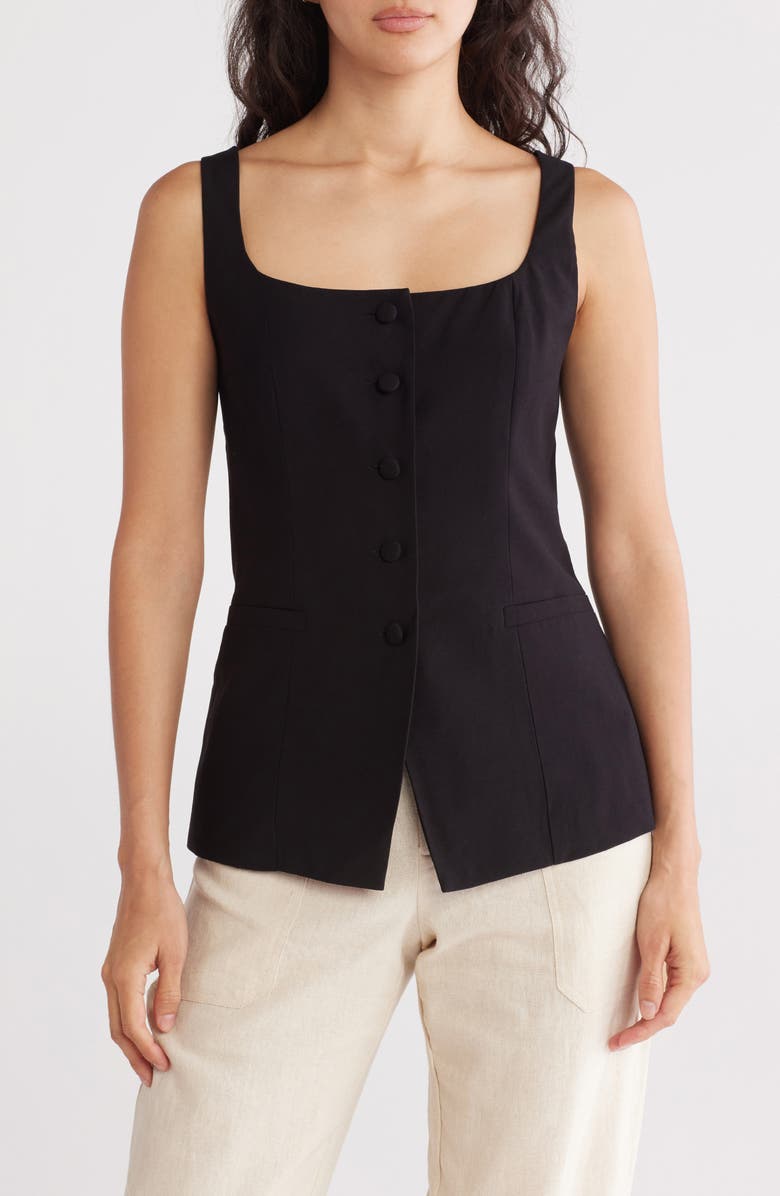 WAYF Button-Up Vest, Main, color, Black