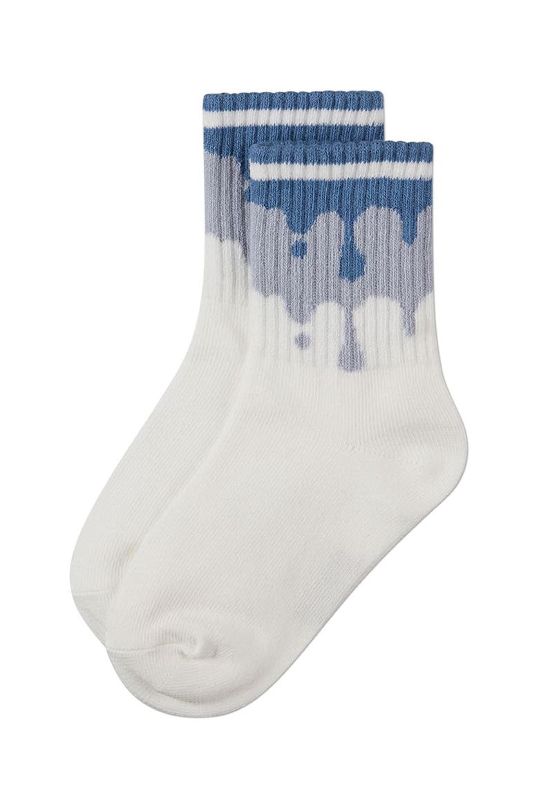 Kids Paint Drip Ribbed  Novelty  Crew Sock, Alternate, color, Blue