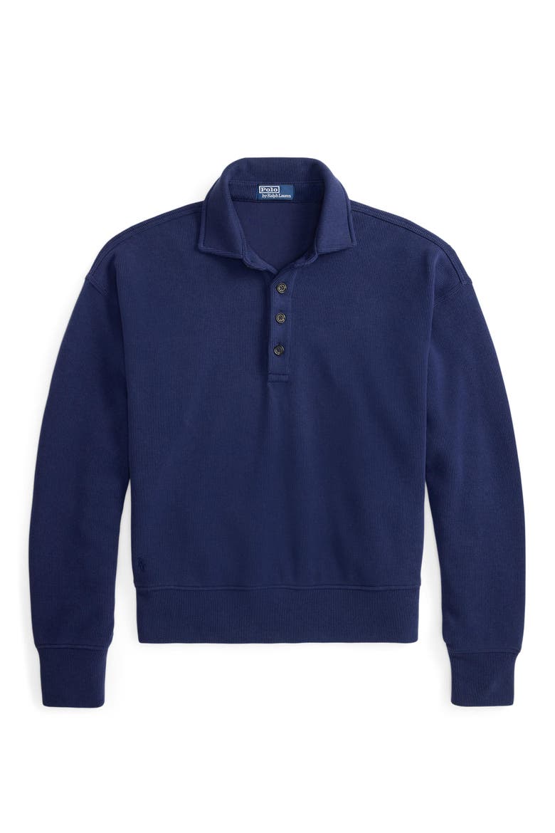 Sueded Heritage Rib Knit Pullover, Alternate, color, NAVY