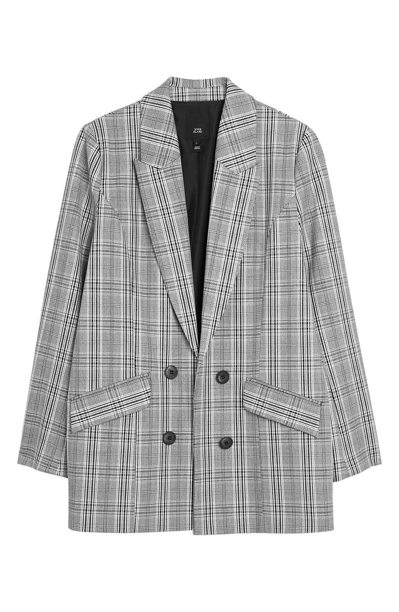 River Island Check Double Breasted Blazer, Alternate, color, 