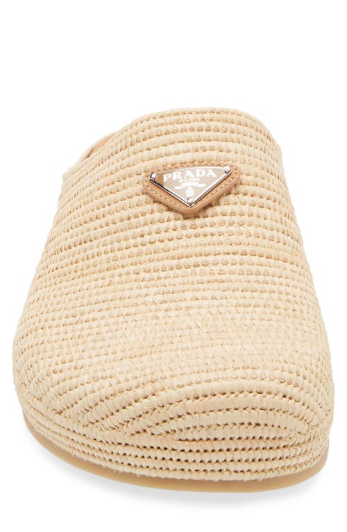 Prada Crocheted Raffia Mule In Naturale