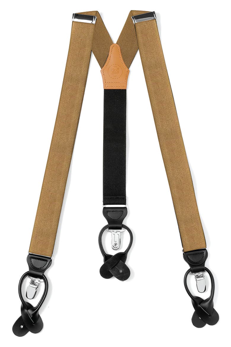 Black Clip/Button Suspenders, Main, color, TAN