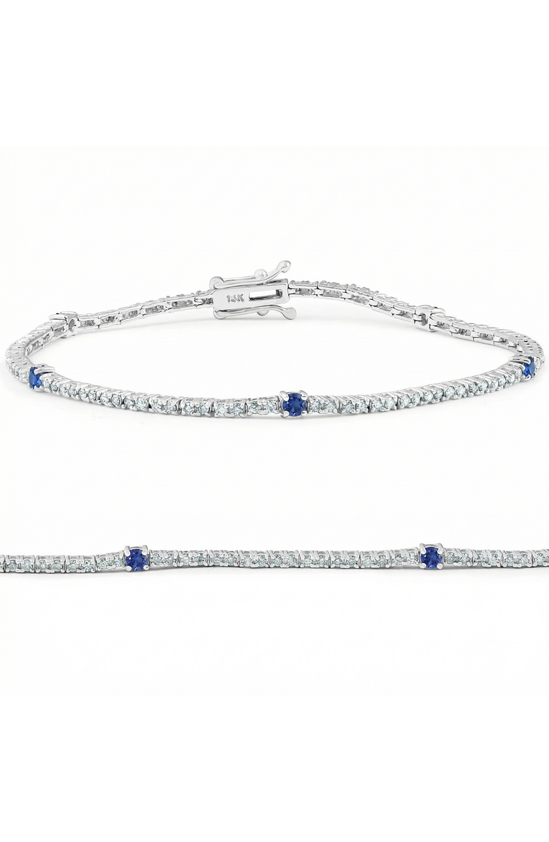 Bliss Diamond 1 1/10 Ct Diamond & Blue Sapphire Tennis Bracelet 14k Gold 7" Lab Grown, Main, color, 14K White Gold