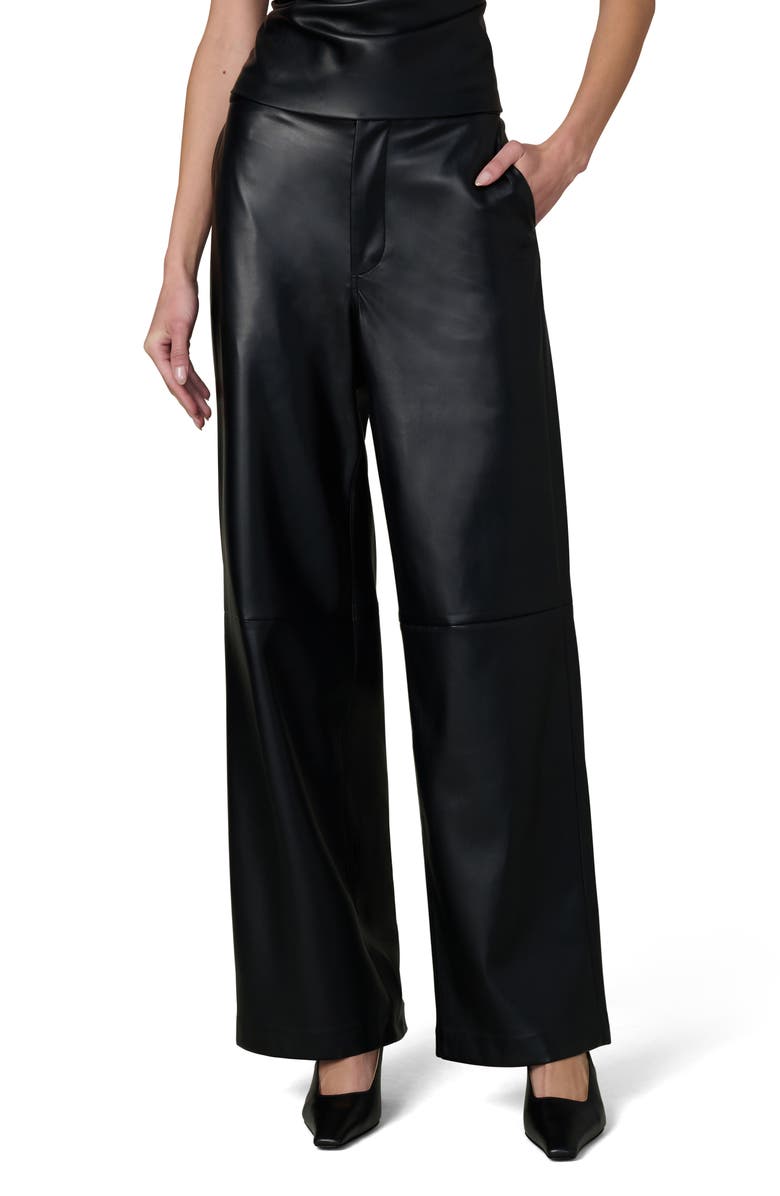 Joe's High Waist Wide Leg Faux Leather Pants, Main, color, Black