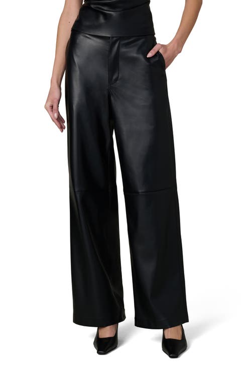 High Waist Wide Leg Faux Leather Pants