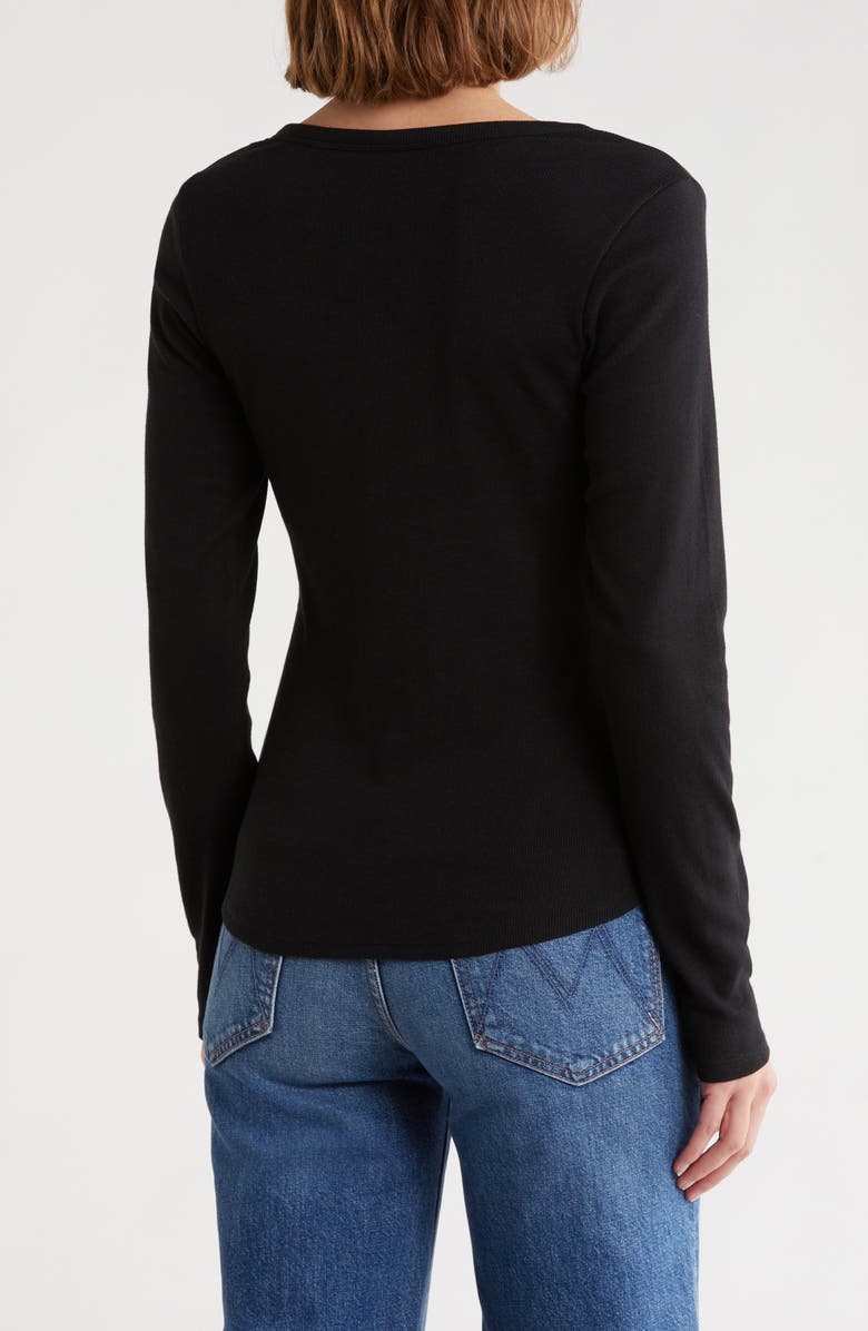 Melrose and Market Long Sleeve Henley, Alternate, color, Black