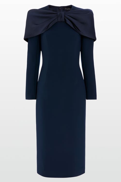 Jenny Packham Satin Bow Penny Midi Dress In Blue