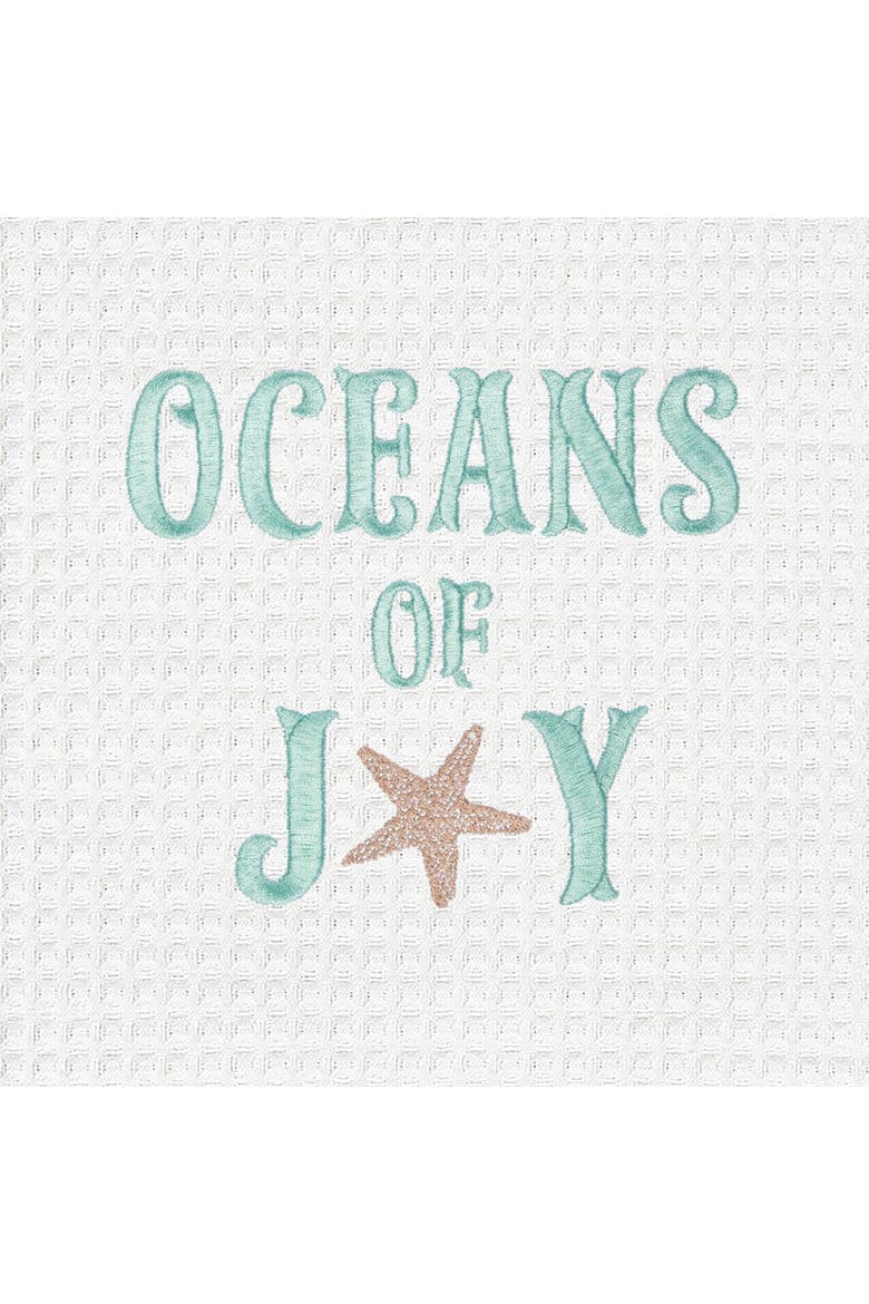 Oceans of Joy Embroidered Coastal Christmas Towel, Alternate, color, Blue