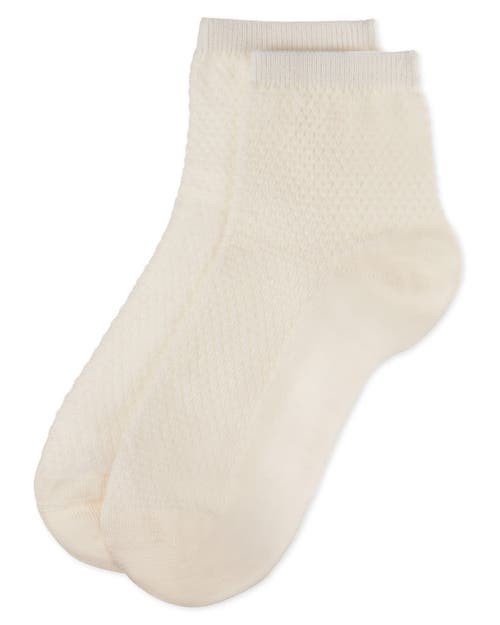 Memoi Girls' Pique Stitch Anklet Socks In Neutral