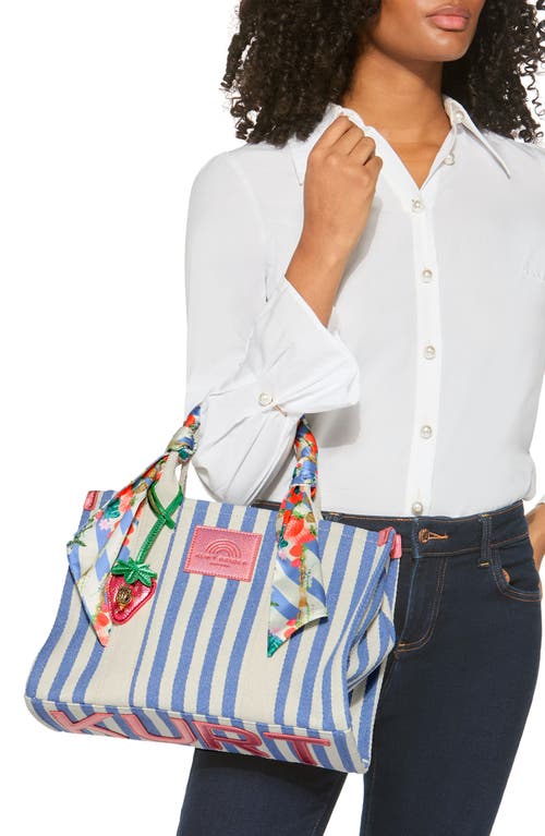 Kurt Geiger London Southbank Patchwork Denim Tote In Open Blue