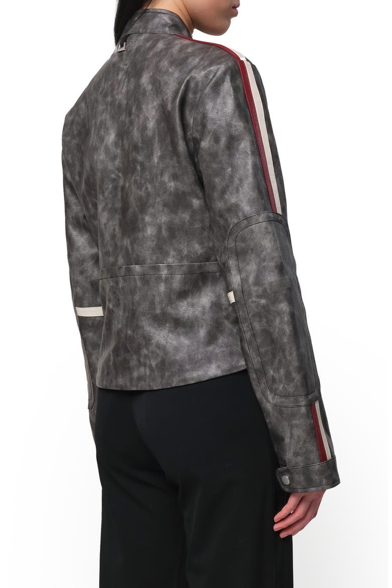 Casey Distressed Crop Faux Leather Moto Jacket, Alternate, color, SLATE