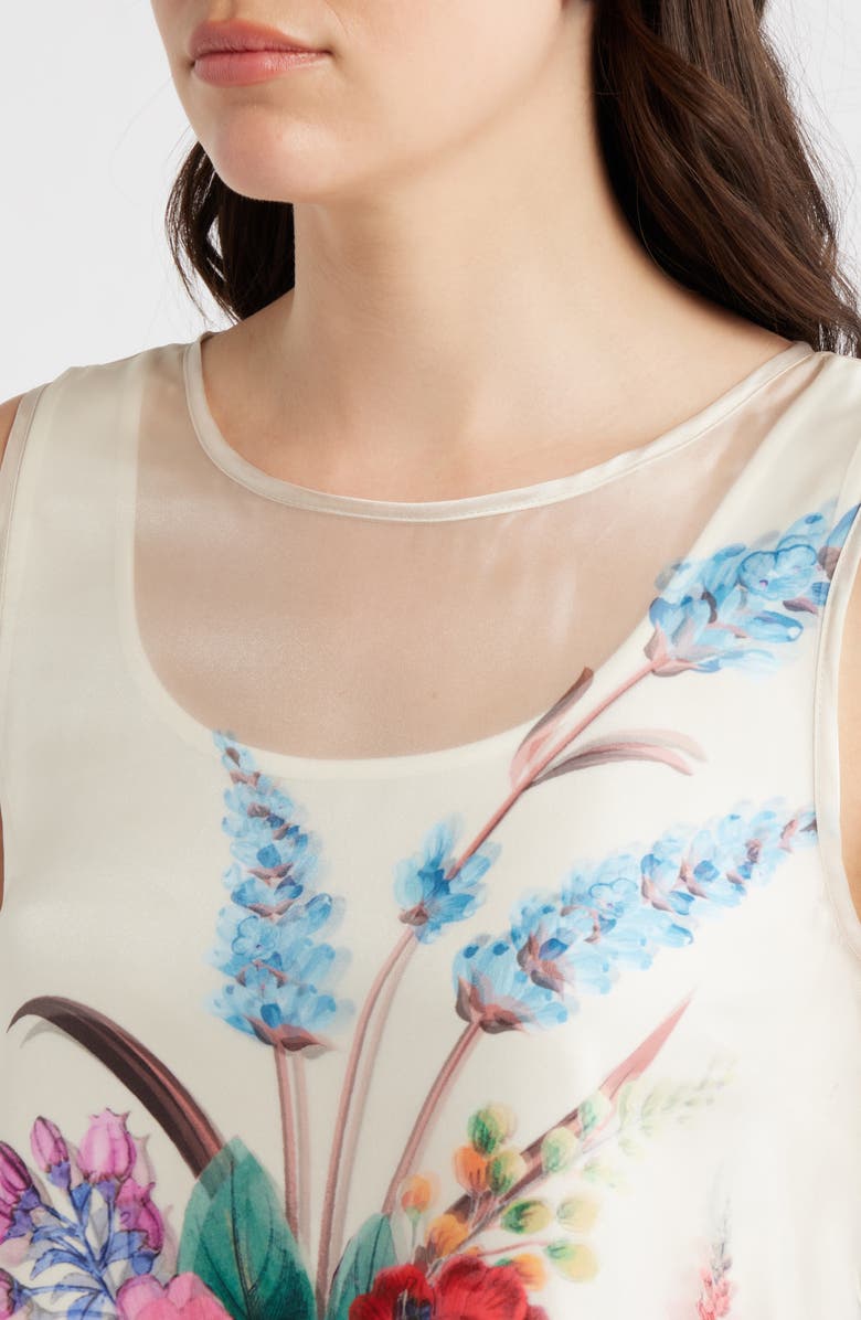 Elie Tahari The Alexis Floral Print Satin Dress, Alternate, color, Tiara Garden Print