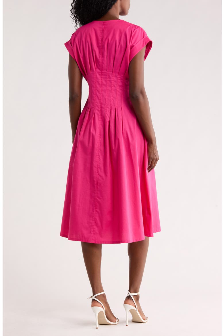 Pintuck Fit and Flare Shirtdress, Alternate, color, HIBISCUS