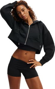 COTTON ON BODY Women's Active Plush Boxy Cropped Zip Through