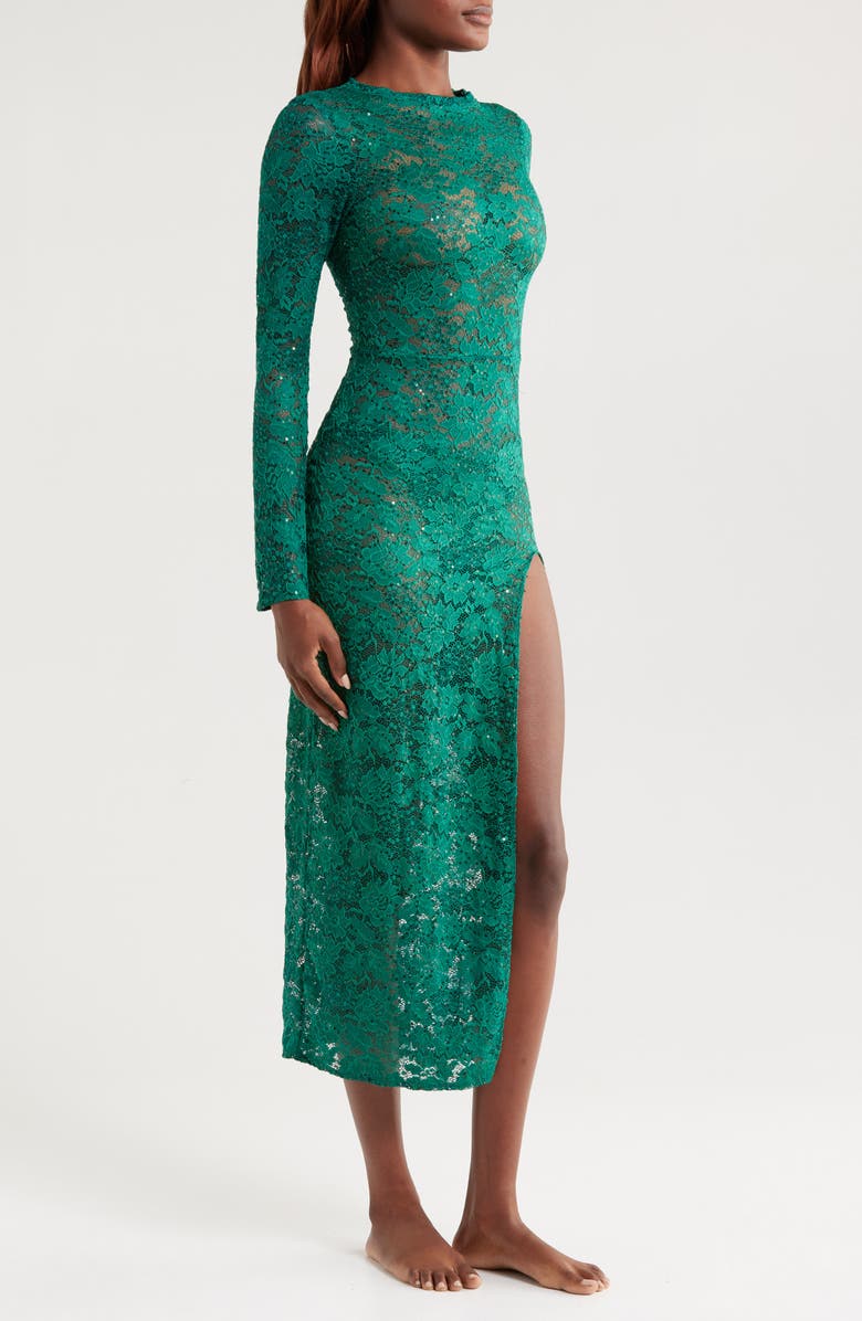 KILO BRAVA Lace Midi Dress, Alternate, color, Emerald