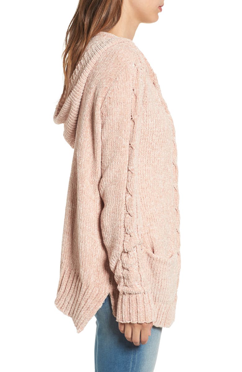 Woven Heart Chenille Hooded Cardigan, Alternate, color, 