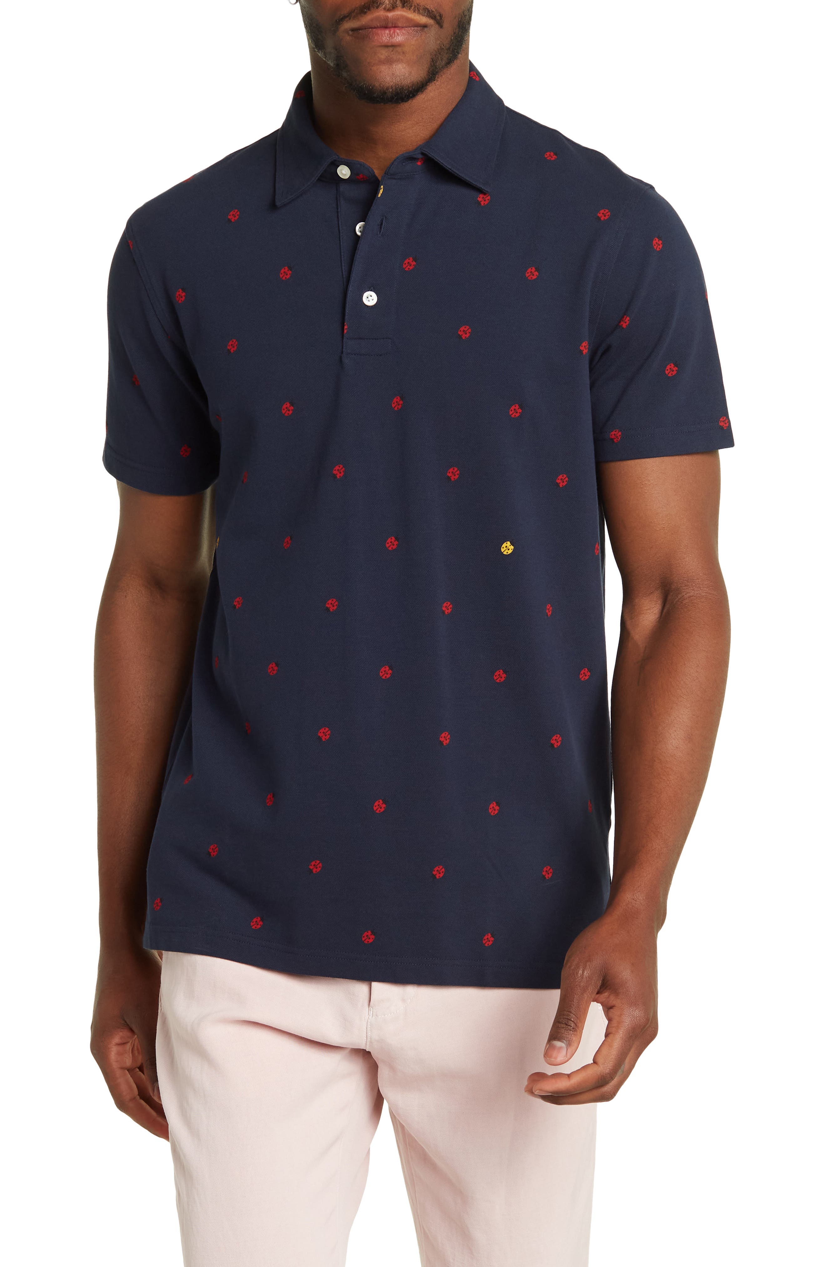 Brooks Brothers Knit Cotton Pique Ladybug Print Slim Fit Polo (Men ...