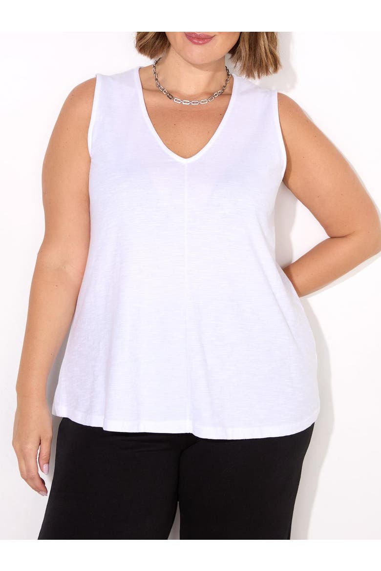 Cotton Slub V-Neck Vest, Alternate, color, White