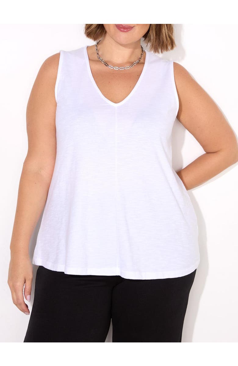 Live Unlimited Cotton Slub V-Neck Vest, Alternate, color, White