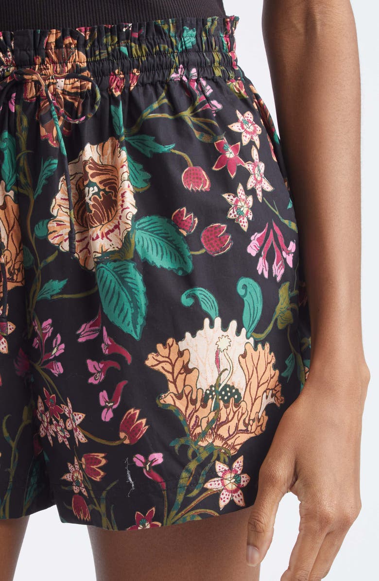 Ulla Johnson Marnie Floral Cotton Drawstring Shorts, Alternate, color, Dahlia