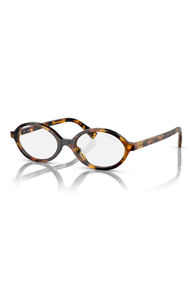 50mm Oval Sunglasses, Alternate, color, HONEY HAVANA / CLEAR BLUE LIGHT FILTER