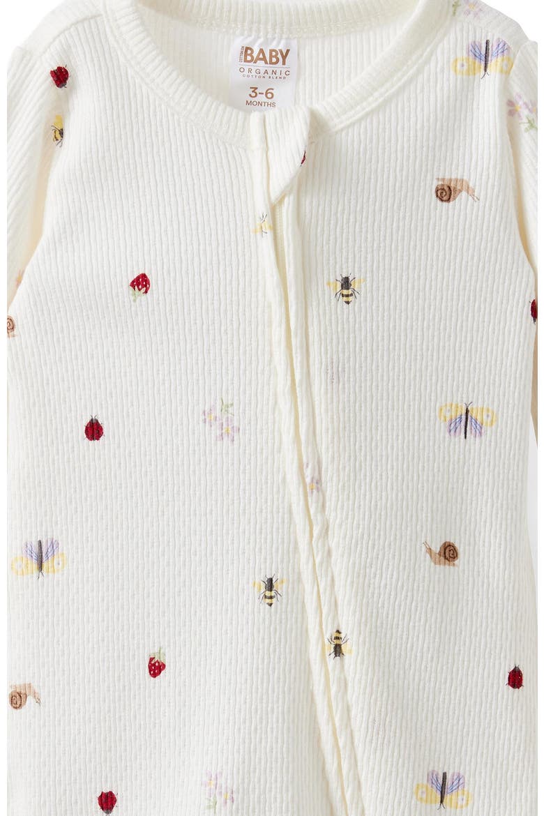 Organic Pointelle Zip All In One Romper, Alternate, color, Milk Forest Floor Friends