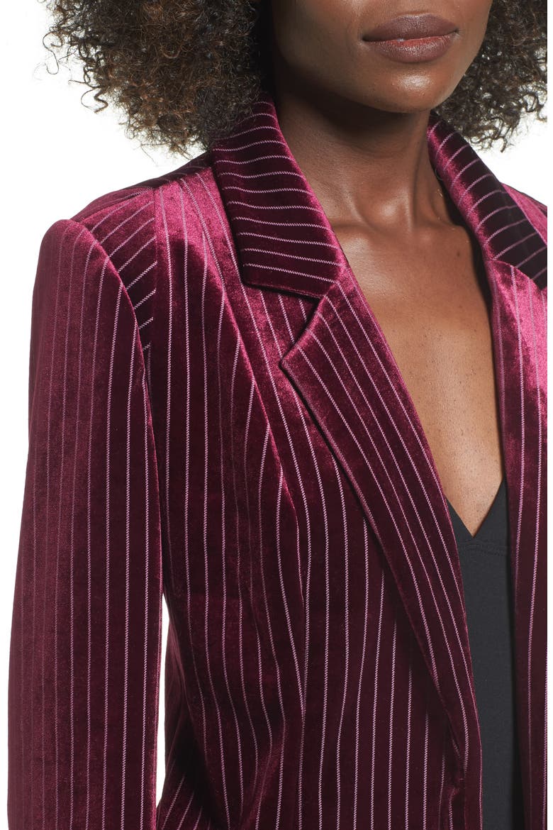 Stripe Velour Blazer, Alternate, color, RED TANNIN DOTTED STRIPE