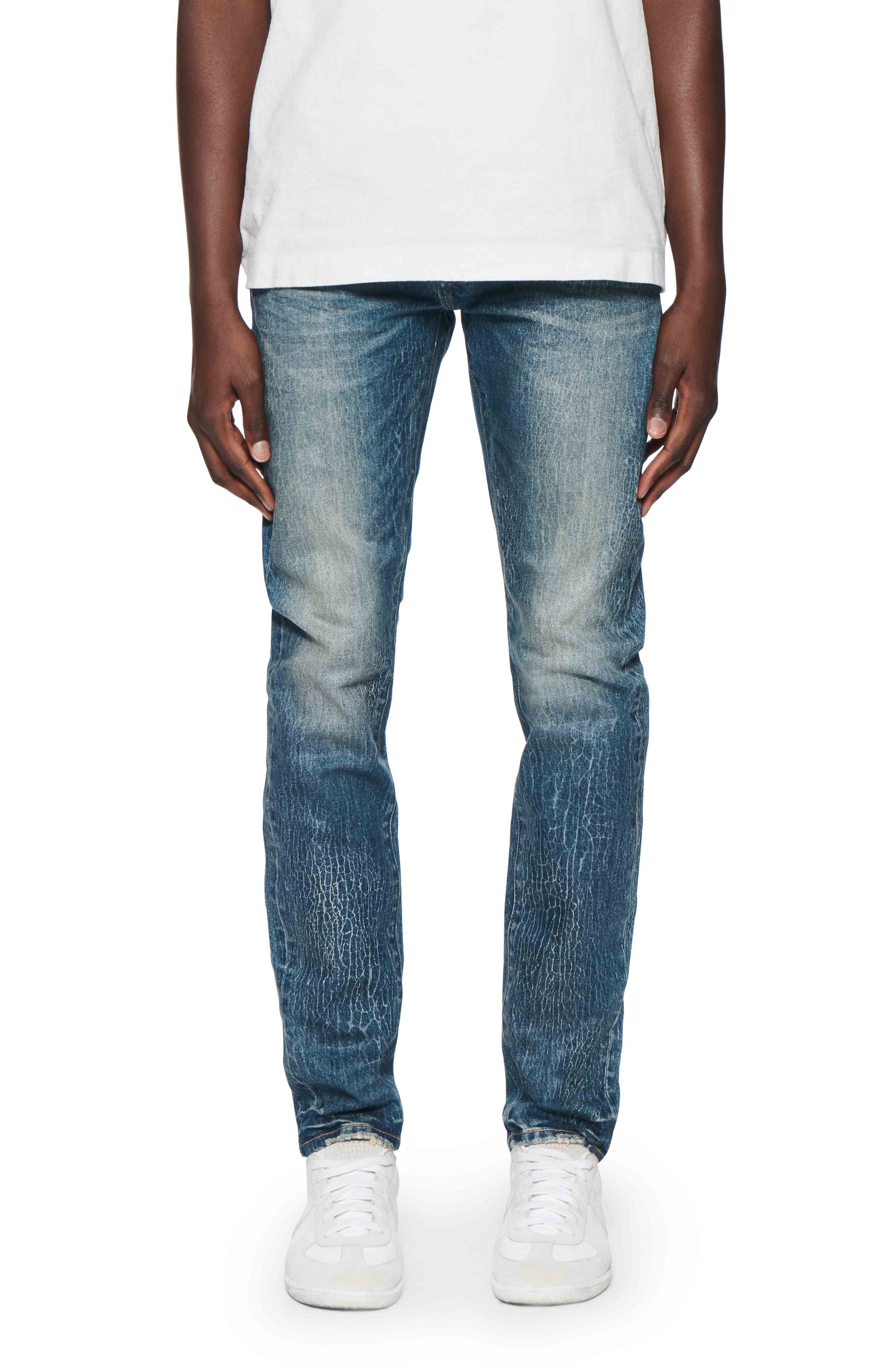 PURPLE BRAND Crackle Coated Skinny Jeans