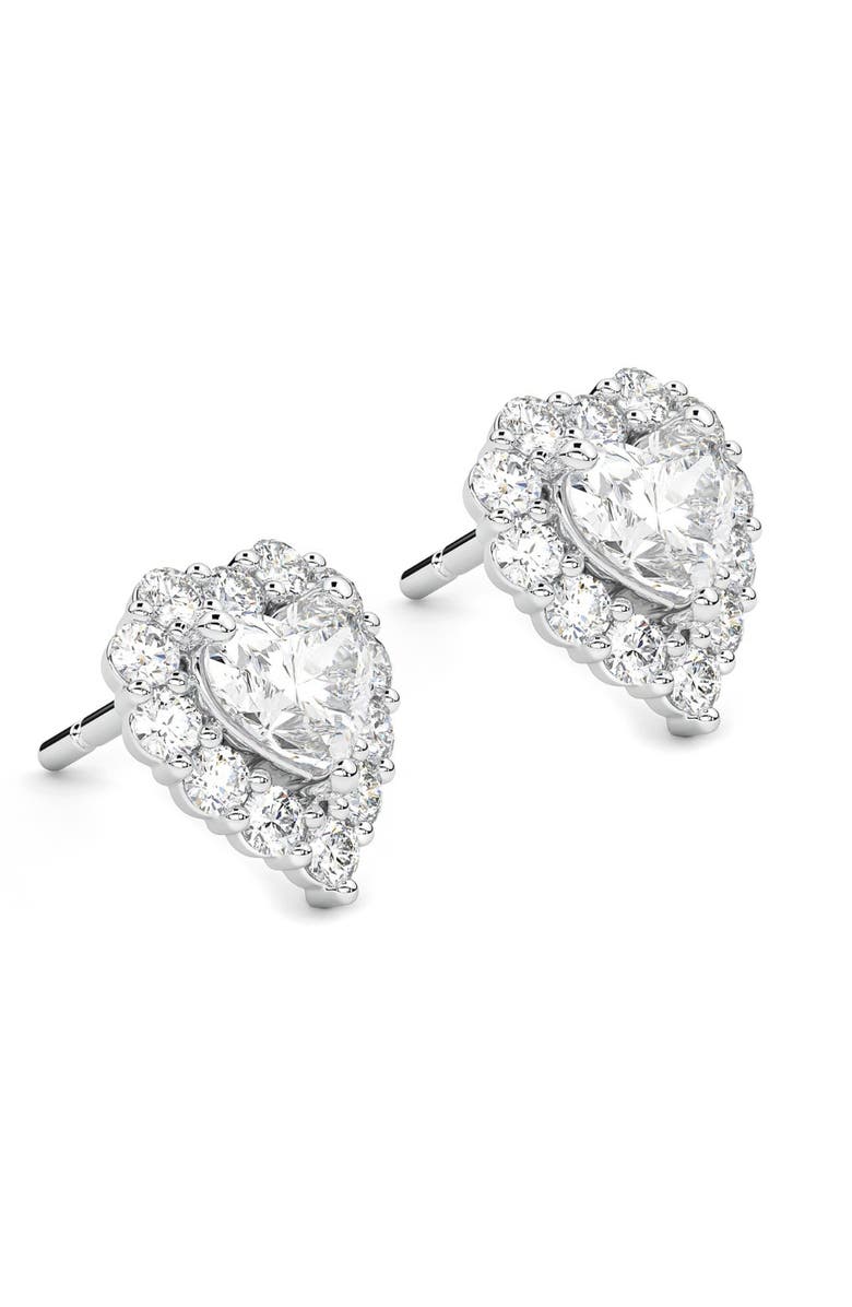Bliss Diamond 1.30Ct Heart Shape Diamond Halo Studs or Gold Lab Grown, Alternate, color, 10K White Gold