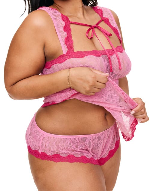 Adore Me Ettie Cami & Shorts Set Lingerie In Medium Pink