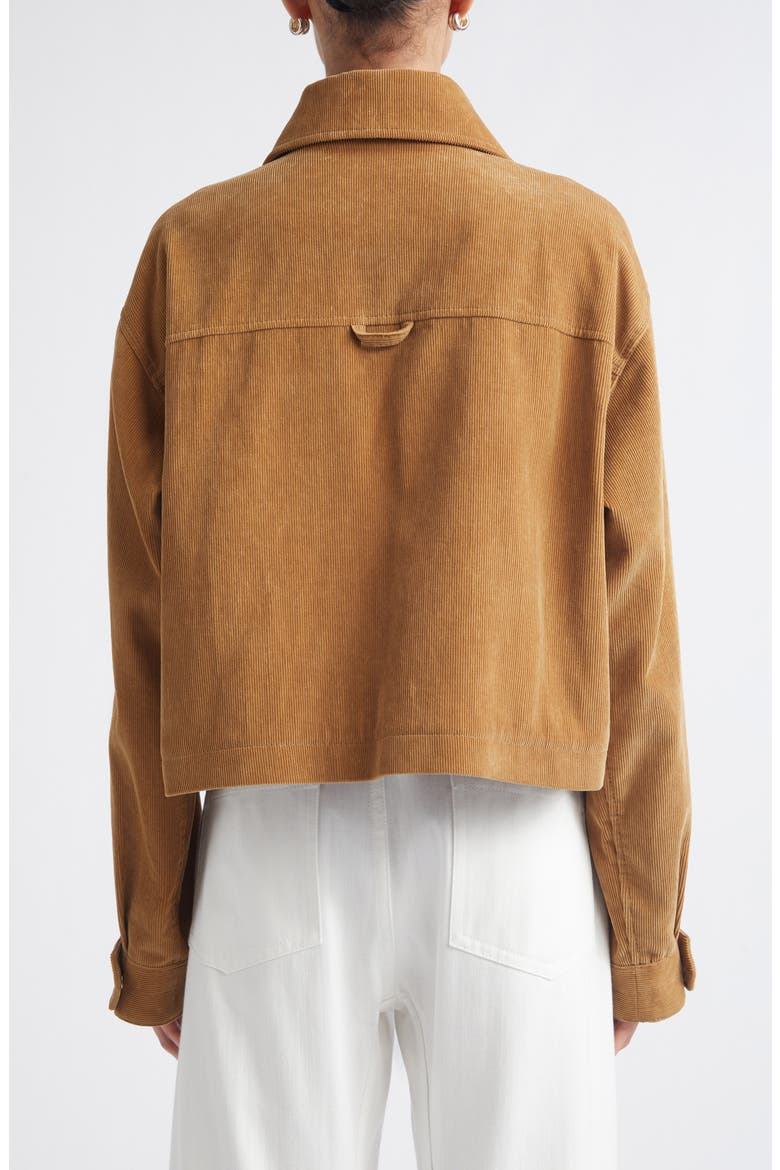 Crop A-Line Organic Cotton Corduroy Jacket, Alternate, color, CARAMEL