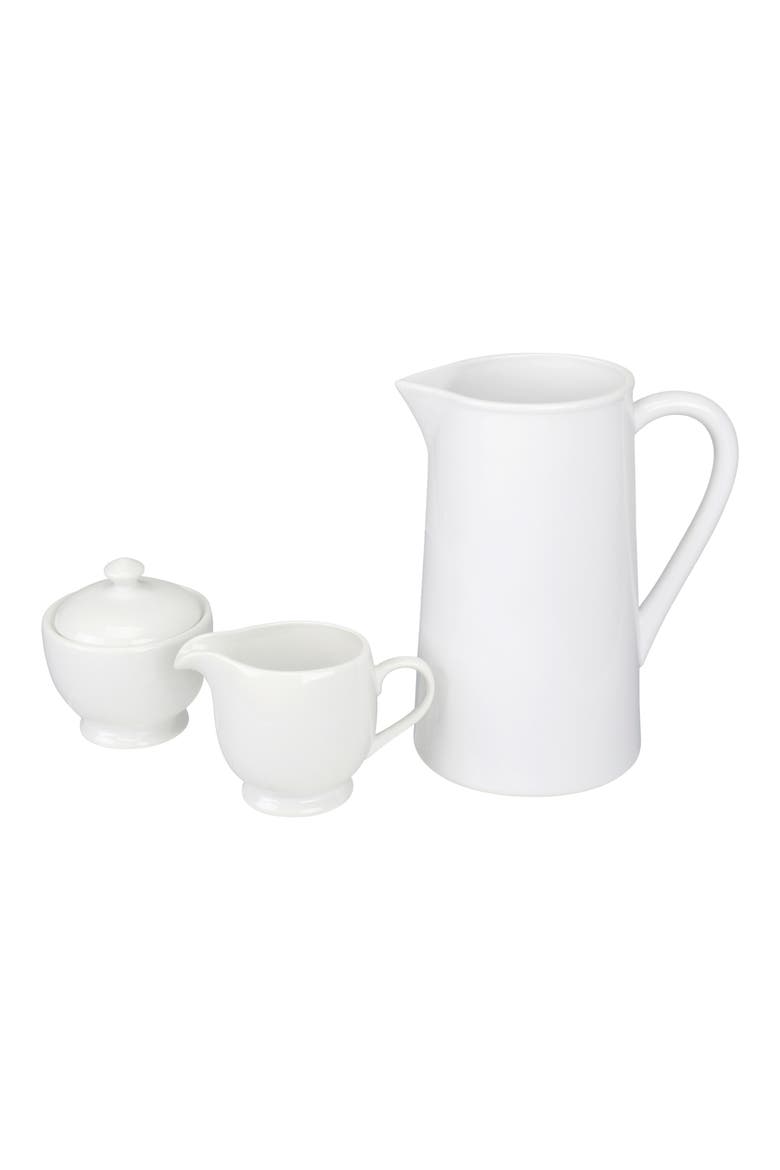 Table Basics Pitcher, Sugar Bowl & Creamer Dish Set, Main, color, WHITE