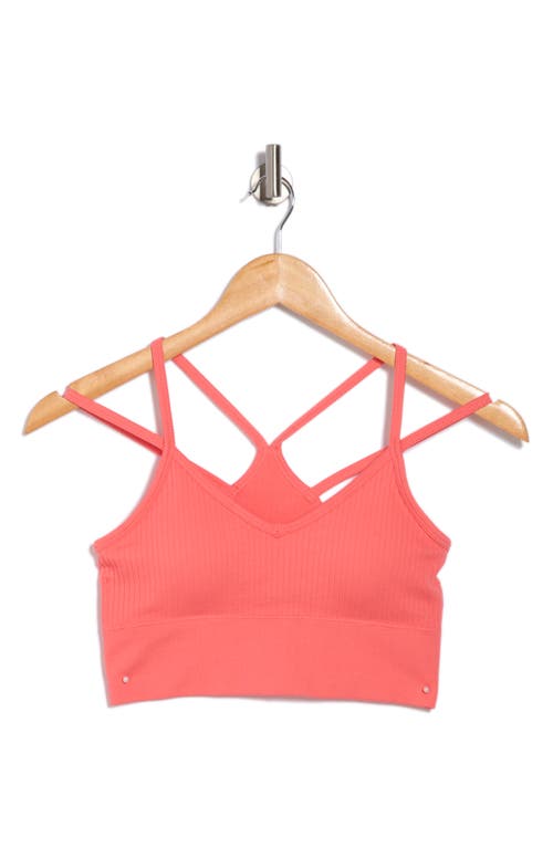 Shop Z By Zella Strappy Racerback Rib Sports Bra In Coral Sugar