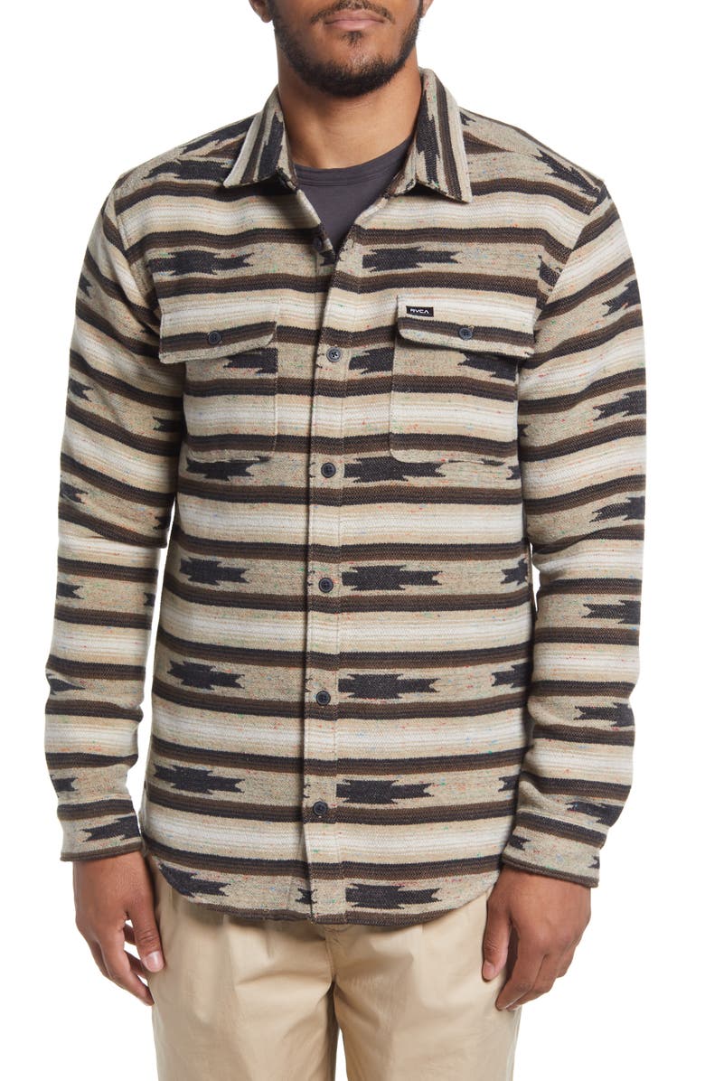 RVCA Blanket Stripe Button-Up Overshirt, Alternate, color, 