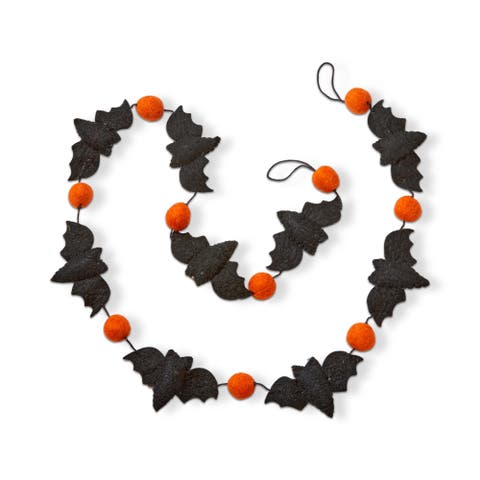 Halloween Black Bat Orange Pumpkin Wool Felt Garland