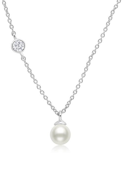 Crislu Cultured Pearl Pendant Necklace in Pearl/Ivory 