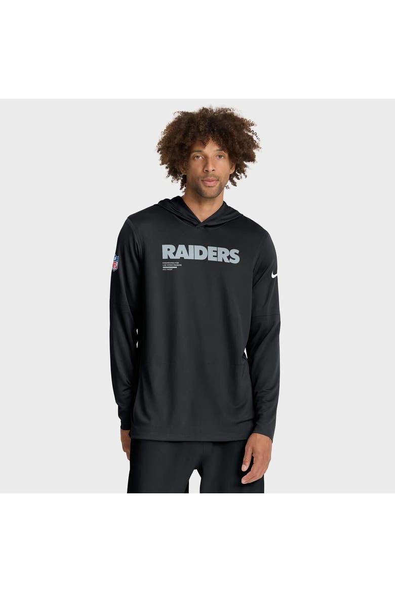 Men's Nike Black Las Vegas Raiders Big & Tall Sideline Performance Long Sleeve Hoodie T-Shirt, Alternate, color, Black