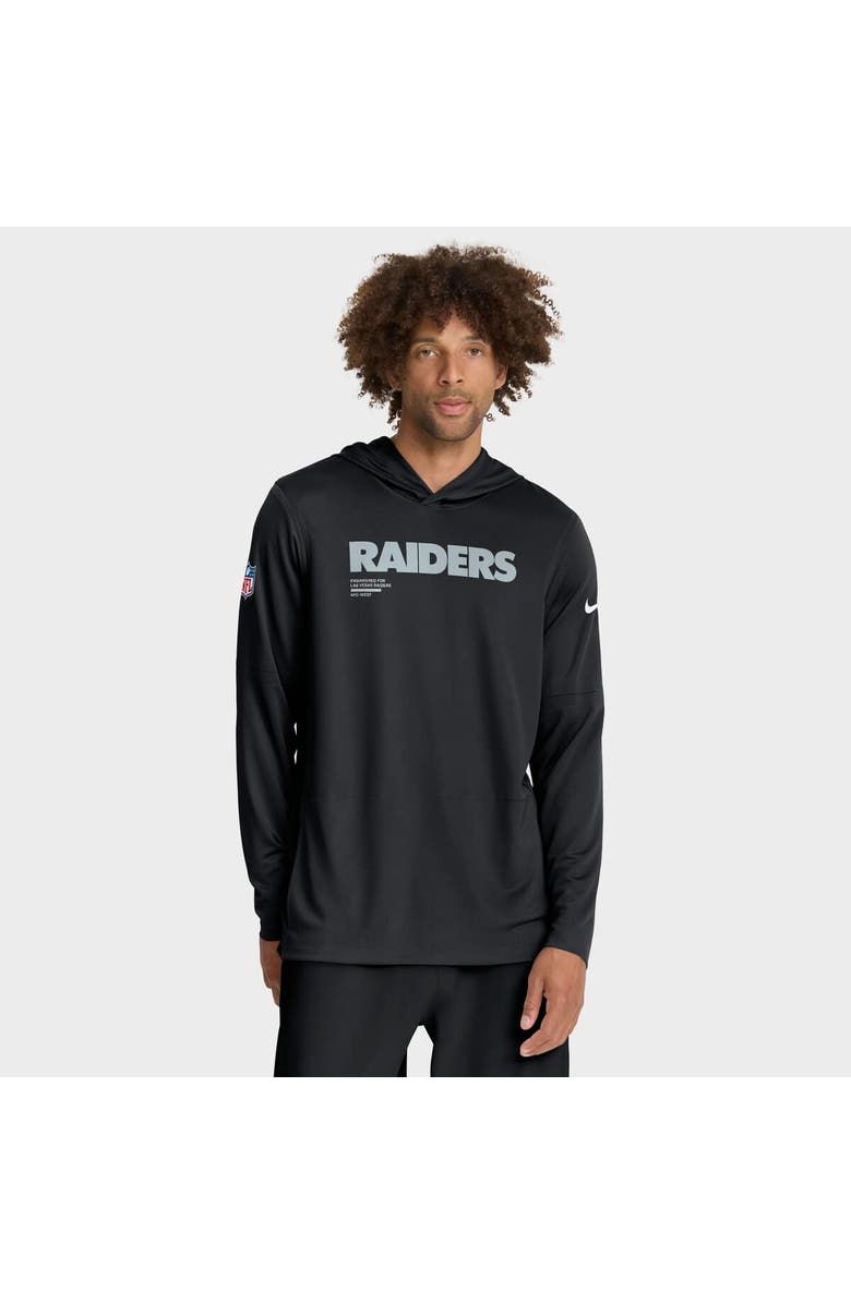 Nike Men's Nike Black Las Vegas Raiders Big & Tall Sideline Performance Long Sleeve Hoodie T-Shirt, Alternate, color, Black