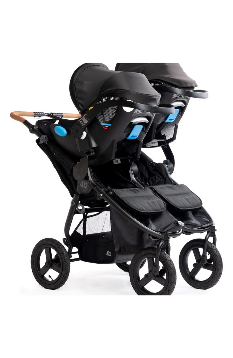 Bumbleride Indie Twin Double Stroller & Two Clek Liing Railroad Ziip Travel System Car Seat Set, Alternate, color, Black