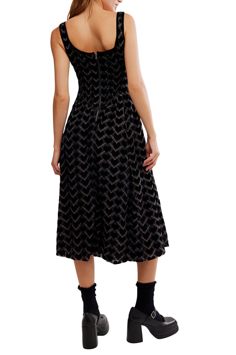 Freya Burnout Velvet Midi Dress, Alternate, color, CHARCOAL COMBO