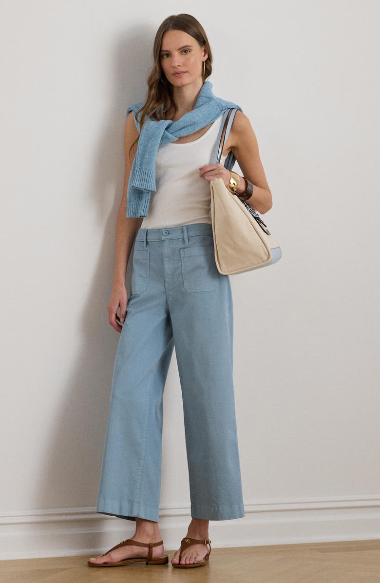 Lauren Ralph Lauren Stretch Cropped Wide Leg Chinos, Alternate, color, Blue Note