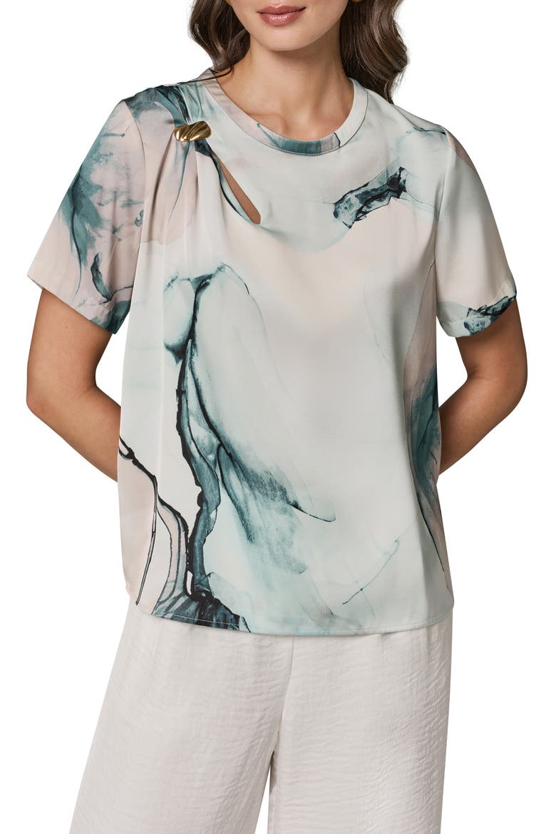 Hardware Detail Short Sleeve Top, Main, color, SKYLIGHT MULTI