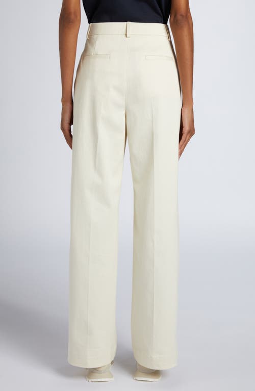 Moncler Cotton Stretch Twill Straight Leg Pants In Ivory