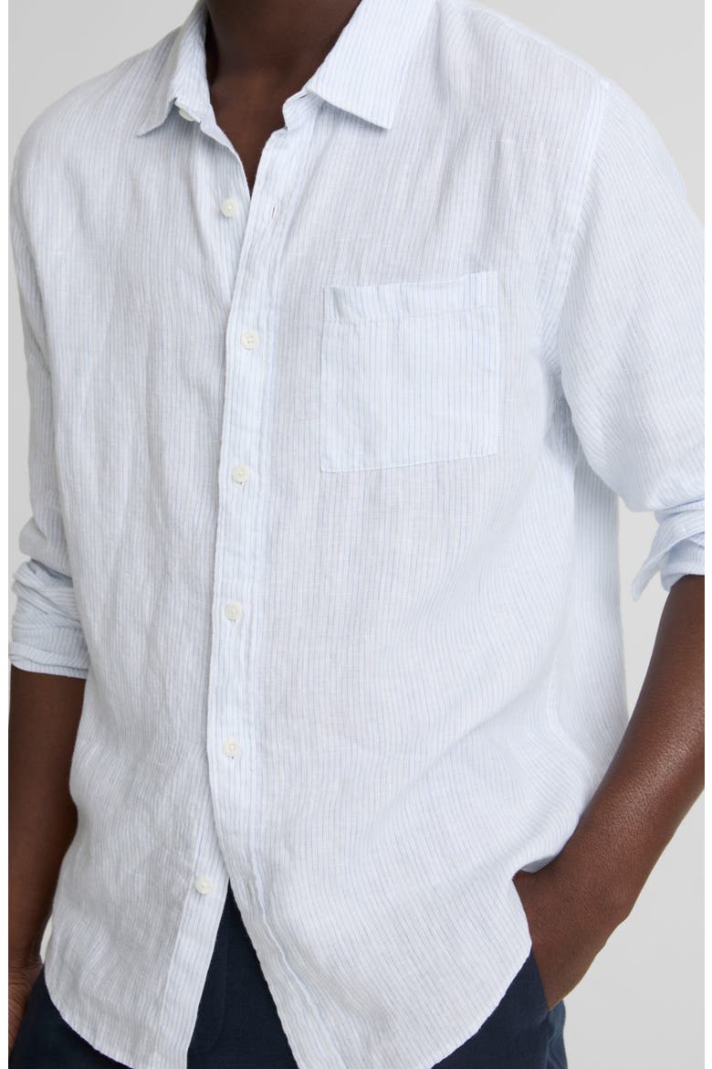 Tate Stripe Linen Button-Up Shirt, Alternate, color, OPTIC WHITE/ NOVO
