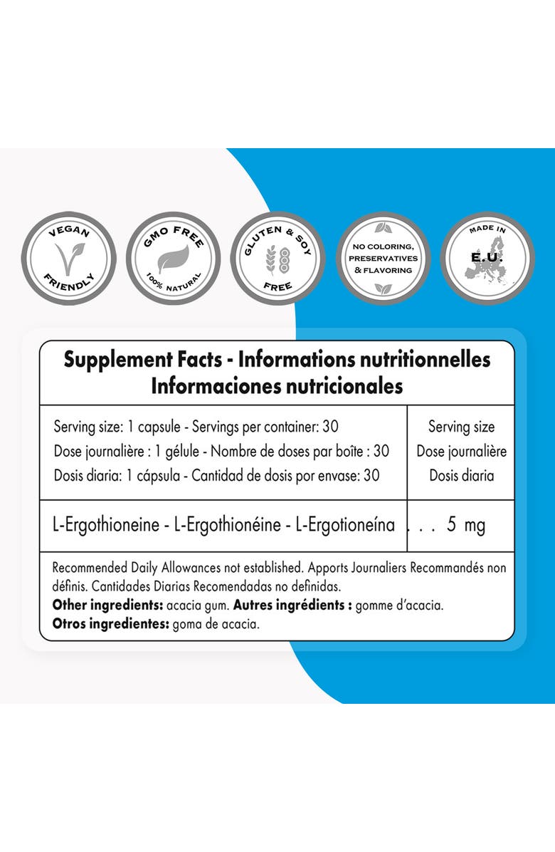 SuperSmart L-Ergothioneine Supplement 5mg, Alternate, color, 