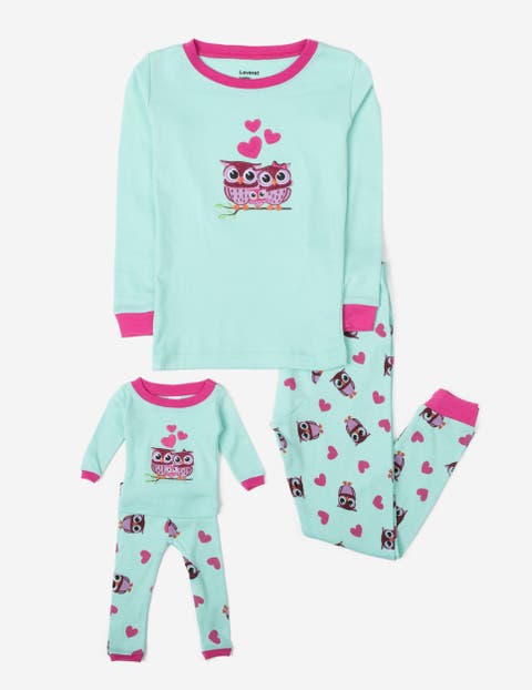 Girls Matching Doll Printed Cotton Pajamas, Animal & Seasonal Prints (Toddler, Little Kid & Big Kid)