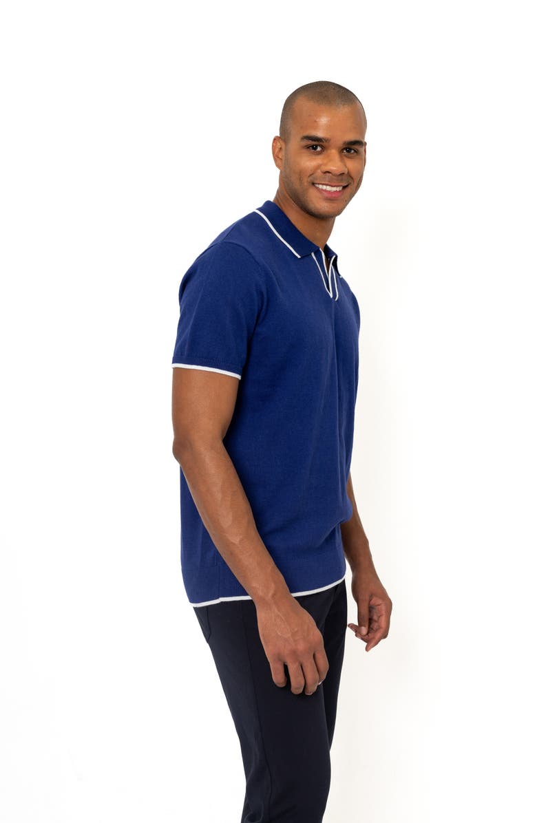 PINO BY PINOPORTE Tipped Cotton & Cashmere Polo, Alternate, color, Navy