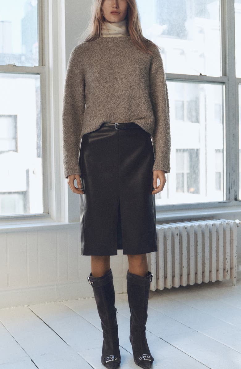 MANGO Bouclé Sweater, Alternate, color, Medium Brown