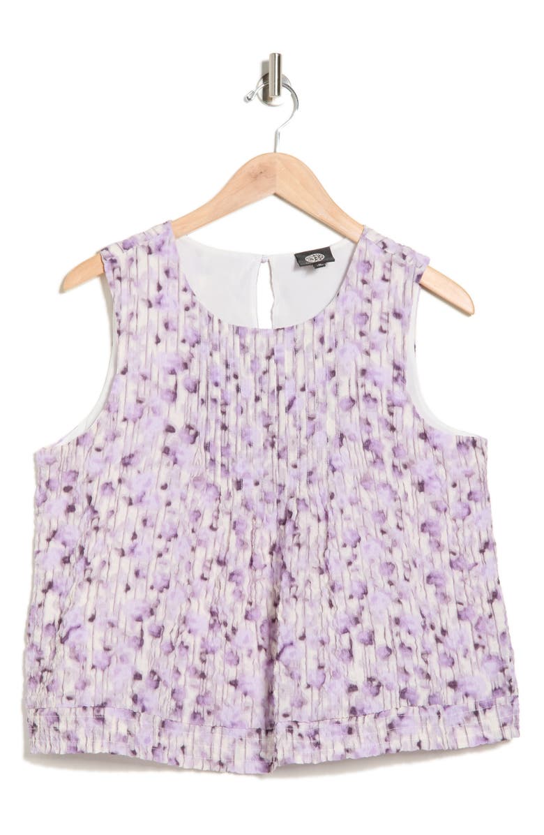 Bobeau Pleated Sleeveless Top, Alternate, color, Ivory/ Lilac