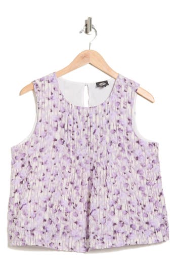 Bobeau Pleated Sleeveless Top In Purple